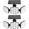 Image de Lot de 2 projecteurs solaires extérieurs 138 led 2200 lm avec télécommande, étanche IP65, 3 têtes réglables, grand angle 270°, lumière de sécurité