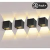 Image de 4 Pièces Applique Murale led Exterieur 12W Appliques Murales Interieur 3000K Blanc Chaud Design Etanche IP65 - Noir