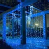 Image de Guirlandes lumineuses rideau LED de 600, 6m x 3m, 8 modes d'éclairage, étanches IP44 pour usage intérieur et extérieur (bleu).