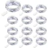 Image de 12 Packs Guirlandes Lumineuses à Piles, 20 LEDs 2M Guirlande en Cuivre, IP65 Étanche Argent Fil Blanc Froid Ambiance Lumière pour Décoration Noël