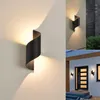 Image de Applique murale intérieure/extérieure, lampe blanc chaud 10w, luminaire haut bas, éclairage étanche IP65, spirale métallique pour bar, noir