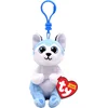Image de Ty Beanie Babies Husky knuffel sleutelhanger Thunder 10cm.