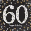 Image de Amscan Servetten 60 jaar - 16x stuks - zwart - 33 x 33 cm - confetti - luxe - verjaardag