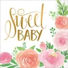 Image de AMSCAN - 16 papieren servetten Sweet Baby Girl 33 x 33 cm gouden bloemen
