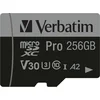 Image de Verbatim Pro microSDXC-kaart 256 GB UHS-Class 3 4K-video-ondersteuning, A2-vermogensstandaard, Incl. SD-adapter, Schokb