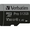 Image de Verbatim Pro microSDXC-kaart 512 GB UHS-Class 3 4K-video-ondersteuning, A2-vermogensstandaard, Incl. SD-adapter, Schokb