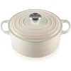 Image de Le Creuset Braadpan Signature Meringue   Ø 24 cm / 4,2 Liter   Klassieke Ronde Braadpan van Gietijzer   Geschikt voor Alle Warmtebronnen   Emaille Coating in Subtiele Meringue Tint   Voor Stoven, Braden en Tafelpresentatie