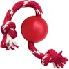 Image de Kong Ball + Touw - Touw - 127 mm x 59 mm x 54 mm - Rood