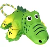 Image de KONG Cozie Tuggz Alligator Hondenspeeltje | Groen & Geel met Touw
