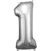 Image de Amscan Folieballon Cijfer 1 Junior 33 X 86 Cm Zilver