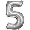 Image de Amscan Folieballon Cijfer 5 Junior 58 X 86 Cm Zilver