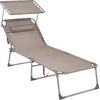 Image de SONGMICS Ligstoel, groot, inklapbaar, 200 x 71 x 38 cm, draagkracht 150 kg, met zonneklep en kantelbare rugleuning, voor tuin, zwembad, terras, GCB022K01