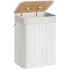 Image de Bamboe Wasmand - 72 liter - 60 cm hoog - Met Uitneembare Katoenen Waszak - wit