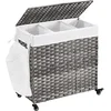 Image de MIRA Home - wasmand met wieltjes - wasopberger - grijs - metaal/katoen - 66x33x60
