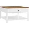 Image de VASAGLE Salontafel, woonkamertafel, banktafel, 2 grote laden, met poten, veel opbergruimte, maritieme stijl, 80 x 80 x 45 cm, voor woonkamer, walnootbruin-wit LCT207T14