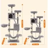 Image de Grote krabpaal voor katten van Feandrea, 168 cm hoog, met 13 krabpalen, 2 platforms, 2 grotten, mand, hangmat, pluche ballen, meerlaagse kattenkrabpaal, rookgrijs PCT165G01