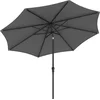 Image de Parasol 340 cm, UPF 50+, strandscherm, aan beide zijden 30° knikbaar, zonwering, met zwengel om te openen/sluiten, voor terras, balkon, zwembad, zonder standaard, grijs