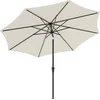 Image de SONGMICS Parasol 340 cm, UPF 50+, strandscherm, aan beide zijden 30° knikbaar, zonwering, met zwengel voor openen/sluiten, voor terras, balkon, zwembad, zonder standaard, beige