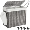 Image de Songmics - Wasmand met 3 compartimenten - 160 liter - grijs - 70 x 36 x 66 cm