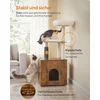 Image de Feandrea WoodyWonders Kratzbaum mit Katzenklo-Schrank, 2-in-1 moderner Katzenbaum, 134 cm, mit Croomer, Kratzsäulen, Plattform, waschbare Kissen, Greige PCT115G01