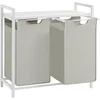 Image de VASAGLE - Wasmand 92 liter - 2 compartimenten - met plank - oxford stof - 2 x 46 liter - 73 x 33 x 72 cm - wit