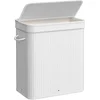 Image de Wasmand met Deksel 100 liter Met Handgrepen - Wasverzamelaar Bamboe - Met Uitneembare en Machinewasbare Waszak - Voor Keuken, Slaapkamer, Woonkamer - Naturel - LCB063N01
