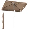 Image de SONGMICS Parasol 200 x 125 cm, balkonscherm UPF 50+, zonwering, aan beide zijden 30° knikbaar, in hoogte verstelbaar, opbergtas, voor tuin, terras, zonder standaard, walnootbruin