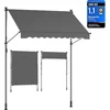 Image de SONGMICS Klemluifel, in hoogte verstelbaar, met handslinger, 200 x 120 cm Sheld GSA202G02 Balkonluifel, zonwering, voor balkon, terras, tuin, antraciet, kleur antraciet