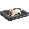 Image de Feandrea Orthopedisch hondenbed, hondenkussen, hondenmand, zachte bekleding, hondenbank, verhoogde randen, afneembare en wasbare hoes, 135 x 107 x 23 cm, antislip onderkant, donkergrijs PGW079G01V1