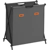 Image de SONGMICS Wasmand - 115 liter - wasbox - 2 compartimenten - opvouwbaar X-frame - individuele labels - voor wasruimte, slaapkamer, badkamer - grijs