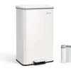 Image de SONGMICS - Vuilnisemmer keuken - pedaalemmer - afvalemmer - 40 liter - met deksel - staal - soft-close - wit