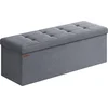 Image de SONGMICS Opbergbank, fluwelen poef met deksel, met 2 dozen, afneembare scheidingswand, 38 x 110 x 38 cm, draagkracht 300 kg, voor hal, woonkamer, slaapkamer, leisteengrijs