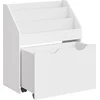 Image de SONGMICS GKR041W10 Speelgoedrek met 3 vakken, boekenkast voor kinderen, verplaatsbare speelgoedkist met wielen, multifunctioneel, kinderkamer en speelkamer, wolkwit