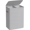 Image de SONGMICS Wasmand, 170 L Vuile wasmand, 2 compartimenten, eenvoudige montage, met deksel en handgrepen, uitneembare binnenzakken, 56 x 40 x 75 cm, duifgrijs LCB813G01