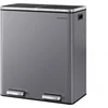 Image de SONGMICS - Dubbele afvalbak - pedaalemmer - 60 liter - 2x30 liter - metalen recyclingbak - kunststof binnenemmers - softclose - grijs