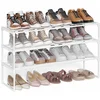 Image de SONGMICS Schoenenrek met 3 Lagen, Schoenenorganizer, Metalen Opbergrek, Staand of Omgekeerd te Gebruiken, Geschikt voor 16 tot 20 Paar, Stapelbaar, Voor Hal of Slaapkamer, 30 x 92 x 55 cm, Parelwit LSA303W03