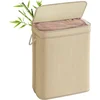 Image de SONGMICS Bamboe wasmand, 90 liter, afneembare en machinewasbare waszak, met deksel, handgrepen, voor wasruimte, slaapkamer, woonkamer, natuurlijk LCB067Y01