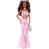 Image de Barbie Deluxe Stijl - Roze Denim Croptop en Bruin Haar - Modepop