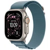 Image de Apple Alpine Loop Band voor de Apple Watch Series 1 - 11 / SE / Ultra (44/45/46/49 mm) - Maat L - Light Blue / Natural Titanium