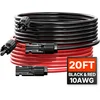 Image de VEVOR 2x Solarkabel Verlengkabel Vrouwelijke/Mannelijke Connectoren 10awg/6mm² 6,1m