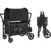 Image de VEVOR Wagon-kinderwagen voor 4 kinderen, duw-trek-opvouwbare kinderwagen, 330 LBS-belasting