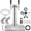 Image de VEVOR Kegerator Tower Kit, Dual Tap Beer Conversion Kit, Roestvrijstalen Biertorendispenser met Dubbele Meter W21.8-regelaar en A-systeem Keg-koppeling, Bierlekbak voor Thuisfeesten
