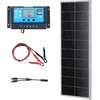 Image de VEVOR 100W Zonnepaneelkit 12V Monokristallijne Zonnemodule Plus Laadregelaar 8,33a Zonnestelsel Conversiepercentage van 23% Compatibel met Agm-, Gel-, Fld-, Li-Batterijen Ideaal voor Campers, Jachten, Huizen