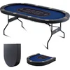 Image de VEVOR Casino Pokertafel Klaptafelpoten 214x107x76cm (LxBxH), Opvouwbare Pokertafel, Zwart en Blauw Poker Pad Klaptafel voor 10 Spelers, Pokertafel met Stofkap Draagbaar