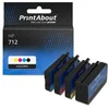 Image de PrintAbout huismerk Inktcartridge 712 (3ED67/68/69/70A) 4-kleuren Multipack geschikt voor HP