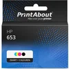Image de PrintAbout huismerk Inktcartridge 653 (3YM74/75AE) Zwart + 3 kleuren Multipack geschikt voor HP