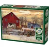 Image de Cobble Hill legpuzzel 1000 stukjes winter op de boerderij rustiek.