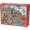 Image de Cobble Hill puzzel Vikingdorp DoodleTown 1000 stukjes cartoon.
