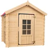 Image de Timbela M570R-1 - Speelhuis - 1 m² - 111x114xH121 cm - Houten kinderhuis zonder vloer met rood dak