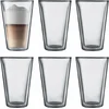 Image de Bodum Dubbelwandige Latte Macchiato Glazen Canteen   400 ml   6 Stuks   Grote Glazen van Hittebestendig Borosilicaatglas   Met Gepatenteerd Ventiel voor Veilig Drukbeheer   Dubbelwandig, Vaatwasser- en Magnetronbestendig   Voor Warme & Koude Dranken
